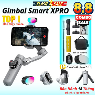 Gimbal SMART X PRO - Tích hợp sạc không dây - Pin 3200 mAh Gậy quay phim chống rung trang bị đèn led