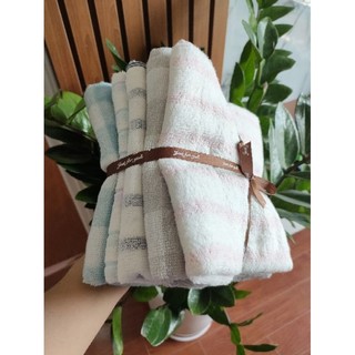 Set 4c khăn tắm gội kẻ Muji kt 35x85cm