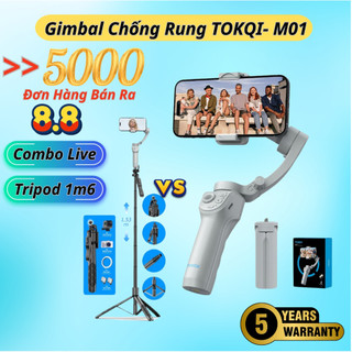 Gimbal chống rung điện thoại TOKQI M01 - Hỗ trợ tất cả dòng máy - chống rung 3 trục kèm tripod L16