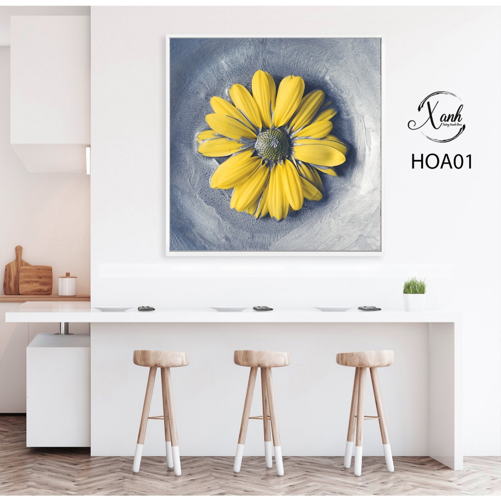 TRANH CANVAS HOA CÚC VÀNG TRANG TRÍ