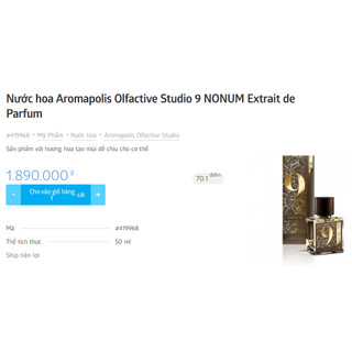 [ 419968 ] Nước hoa Aromapolis Olfactive Studio 9 NONUM Extrait de Parfum – 50ml/chai