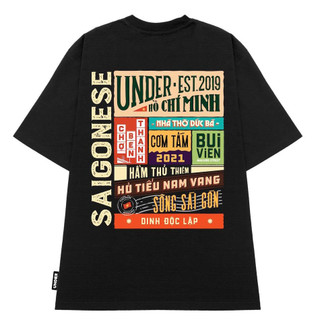 Áo thun under sài gòn - saigonese tee oversize nam nữ 2 màu đen/trắng