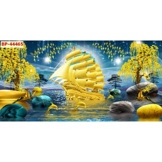  Tranh Thuận Buồm Xuôi Gió Tranh dán tường 3d vải lụa trang trí phòng... 