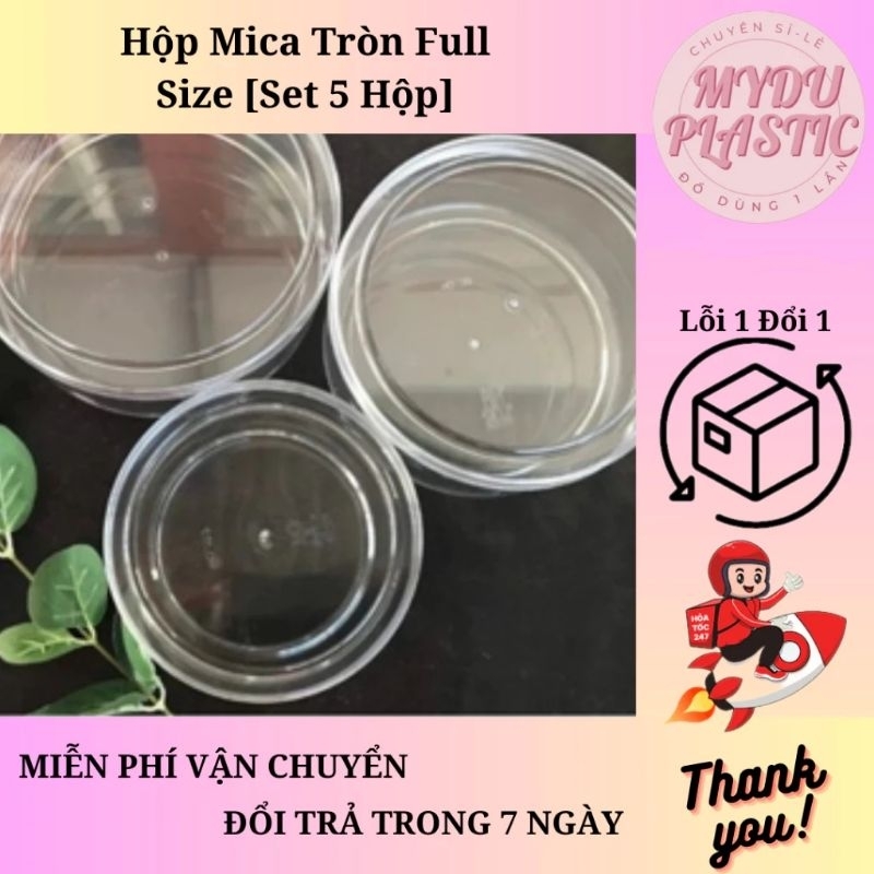 Hộp mica tròn 3 size [ Set 5 Hộp]