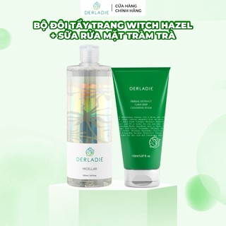 Bộ Đôi Làm Sạch, Kiềm dầu Tẩy Trang Derladie 500ml, Sữa Rửa Mặt Tràm Trà Derladie Herbal Extract 150ml