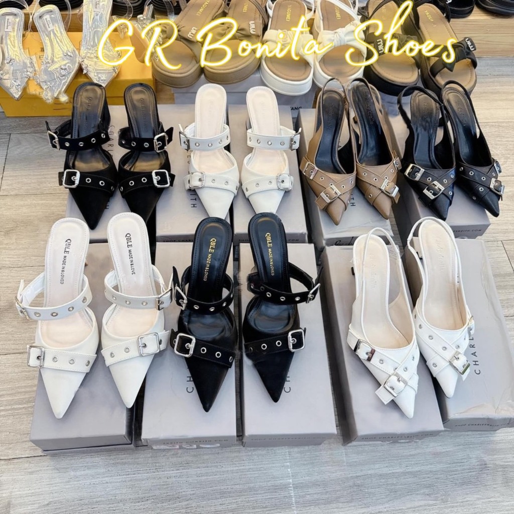 NS5 Cao gót 2 khóa gài gót vuông 5 cm - Bonita Shoes 171