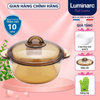 Nồi thủy tinh Luminarc Amberline 1.5L C6313 dùng bếp ga, bếp hồng ngoại, bảo hành 10 năm | Hàng chính hãng