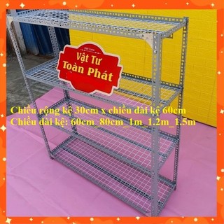 Kệ sắt V lỗ ( lưới sắt ô vuông) rộng 30cm x dài 60cm, cao từ 60cm đến 1.5m nhiều tầng