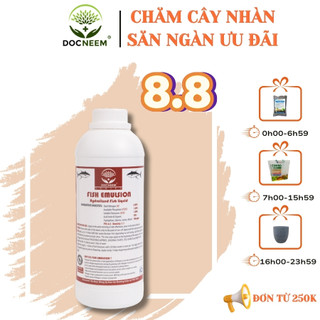 Phân đạm cá Docneem, phân cá Fish Emulsion hữu cơ cho hoa hồng, rau sạch, hoa, cây cảnh trong nhà ngoài trời, chai 1L