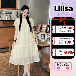 Váy bầu đẹp LILISA, đầm bầu dáng babydoll thiết kế dáng dài tay ngắn xinh xắn thời trang, tơ lụa cao cấp