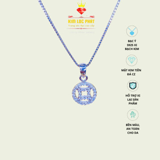  Dây chuyền bạc xi bạch kim Mặt dây chuyền bạc kim tiền Vòng cổ nữ bạc S925 đẹp Dây chuyền hộp nhỏ dài 45cm-KIMLOCPHAT 