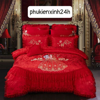 Set ga cưới cotton lụa phong cách công chúa