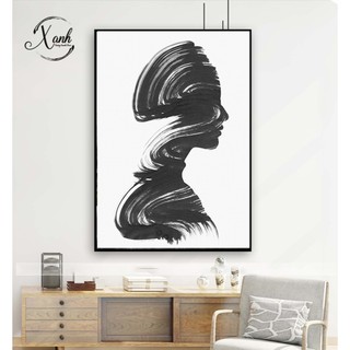 Tranh canvas CÔ GÁI VẼ BẰNG BÚT LÔNG MỰC NHO 50X70 CM trang trí nội thất