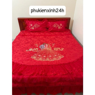 Set ga cưới cotton lụa (4 món) phong cách công chúa