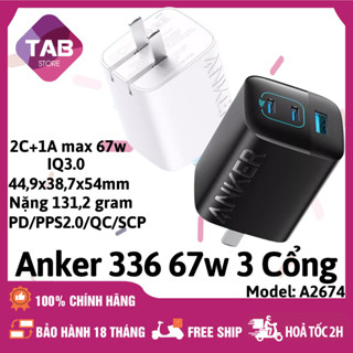 Sạc Anker 336 67w 3 Cổng 2C+1A Gan PD/PPS2.0/QC3.0 - A2674 (Bảo Hành 18T)