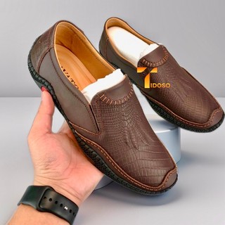 Giày lười nam da bò thật in vân nổi siêu đẹp [xem hàng mới thanh toán p-1]