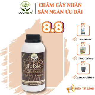 Phân bón kích rễ BioRoot DOCNEEM rễ khỏe vượt trội, dinh dưỡng tối ưu, dùng cho hoa lan, cây cảnh, 500ml