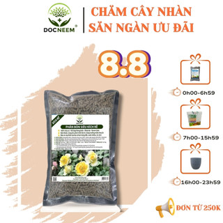 Phân bón hữu cơ rong biển DOCNEEM túi 1kg, kết hợp neem cake kích rễ mầm lá, cho Hoa hồng, phong lan, cây cảnh, rau sạch