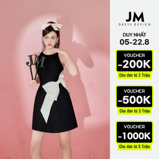 Đầm thiết kế jm dress design cổ yếm gắn nơ vai, xếp ly 1p28.2311wf