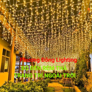 Bộ đèn rèm thả trang trí ngoài trời mành so le