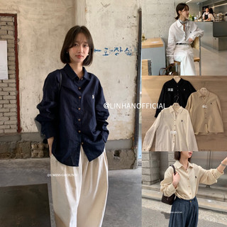 /𝙇𝙞𝙣𝙝𝙖𝙣𝙤𝙛𝙛𝙞𝙘𝙞𝙖𝙡/ áo sơ mi linen thêu logo i miss 30838🇰🇷