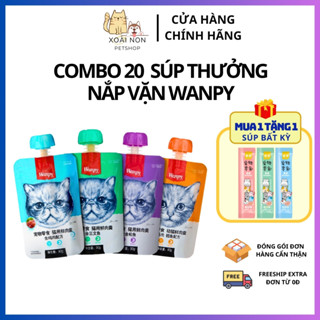  COMBO 20 Súp Thưởng Wanpy Nắp Vặn Hỗ Trợ Tiêu Hóa Kích Thích Thèm Ăn Dành Cho Mèo Mọi Lứa Tuổi 90Gr 
