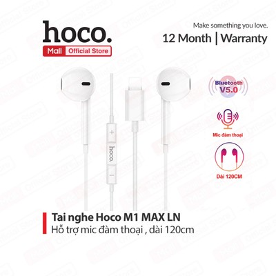Tai nghe nhét tai kết nối Bluetooth V5.0 Hoco M1 MAX âm thanh Super Bass sử dụng Jack chân LN dùng cho ip6/7/8/10
