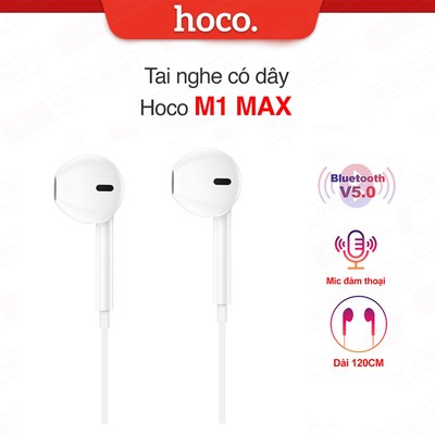 Tai nghe Hoco M1 MAX chân LN dùng cho ip6/7/8/10/11/12/13/14 nhét tai có mic kết nối Bluetooth V5.0 dài 1.2M.