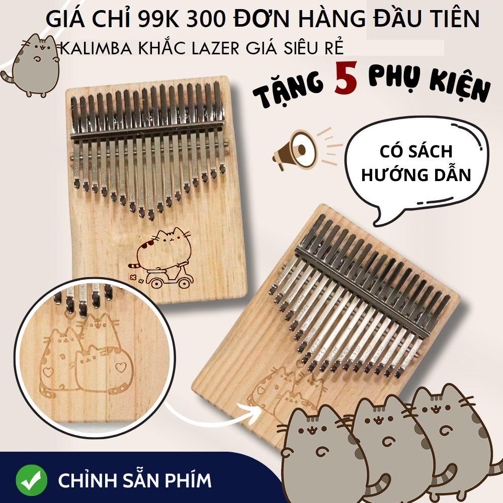 Đàn Kalimba LEAF MUSIC - Lm3 Hình Mèo Cute Giá Rẻ 17 Phím Có Sách Hướng Dẫn, Không Tịt Nốt LEAF SHOP