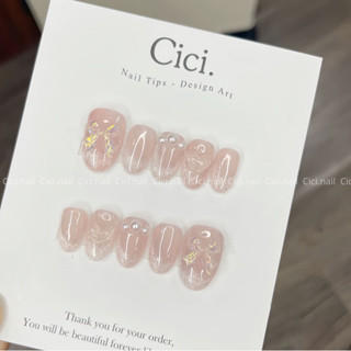  🌷CICI.NAILBOX🌷 Móng úp thiết kế thạch hồng mắt mèo ánh trăng C154 tôn da form ngắn 