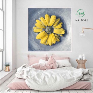 ( ảnh thật )Tranh canvas hoa hướng dương kèm khung