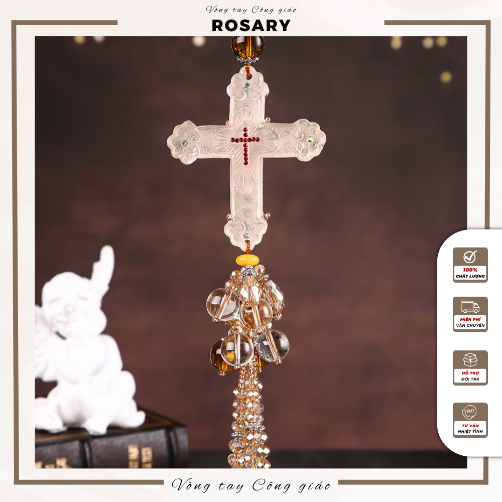 Khánh treo ô tô Thánh Giá pha lê cao cấp