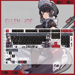 Keycap Zenless Zone Zero Ellen Joe thick PBT xuyên led in dyesub 5 mặt 133 phím anime layout keycaps Genshin Impact
