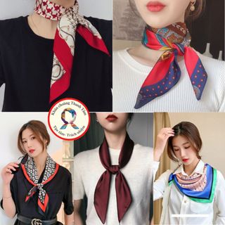 Khăn vuông lụa 70cm- Khăn satin turban badana quàng cổ công sở quấn tóc quấn túi Màu sắc rực rỡ sang chảnh