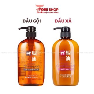 Dầu gội / dầu xả mỡ ngựa Kumano Horse Oil Natural Hair 600ml nội địa Nhật Non Silicone chiết xuất dầu ngựa