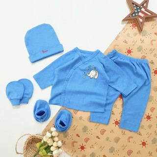Bộ bé trai sơ sinh cài chéo cao cấp Bunny bao gồm nón vớ