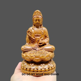 Tượng phật bà quan âm để taplo xe ô tô bằng gỗ