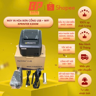 [CÓ XUẤT VAT] [CÓ GIAO HỎA TỐC] Máy in K200W cổng USB + WIFI | Máy in bình luận, in hóa đơn kết nối điện thoại, máy tính