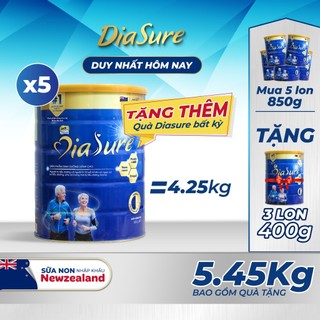 Mua 5 tặng 3 lon 400g, thức uống dinh dưỡng diasure 850g bổ sung nano canxi, omega3, protein hmb - cải thiện đường huyết