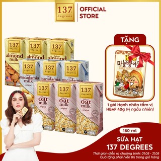 (Lốc 180ml) Sữa Hạt 137 Degrees Thái Lan Không Đường, Không Đậu Nành, Không Sữa Bò Các Vị (Lốc 3 Hộp)