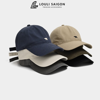 Mũ lưỡi trai nam nữ LOULI SAIGON thêu hình gấu bắc cực, nón lưỡi trai vải kaki form mềm cá tính M68