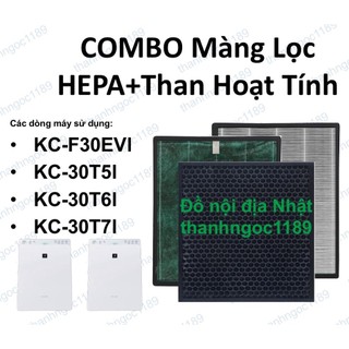 Màng lọc hepa+ than hoạt tính máy lọc khí kc-30t5/6/7i, kc-f30i,fu-j30i,fu-a28evi,fp-gm30e-bi...