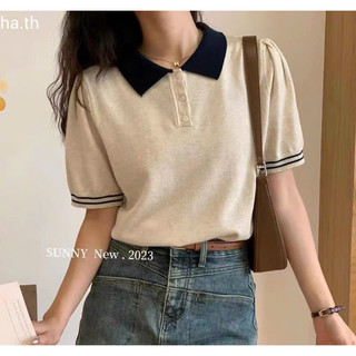 Áo len polo mongtoghi cộc tay phối viền nhỏ ta-2306