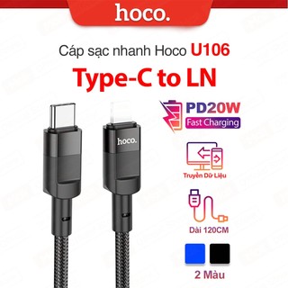 Cáp sạc nhanh PD20W Hoco U106 Type-C to LN dây dù truyền dữ liệu dùng cho ip11/12/13/14 dài 1.2m