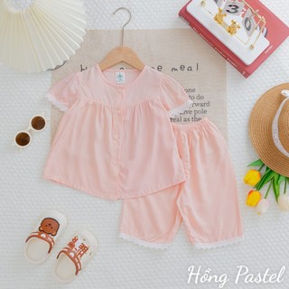 Đồ Bộ Bé Gái - Tay Búp Quần Lửng 08- Hồng Pastel - Bộ quần áo Tole Loại 1 mềm, mịn, mát size 9-36 kg Bé gái