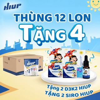 Thùng 12 lon sữa bột tăng chiều cao hiup 650g cho trẻ từ 2 - 15 tuổi với công nghệ từ hoa kỳ