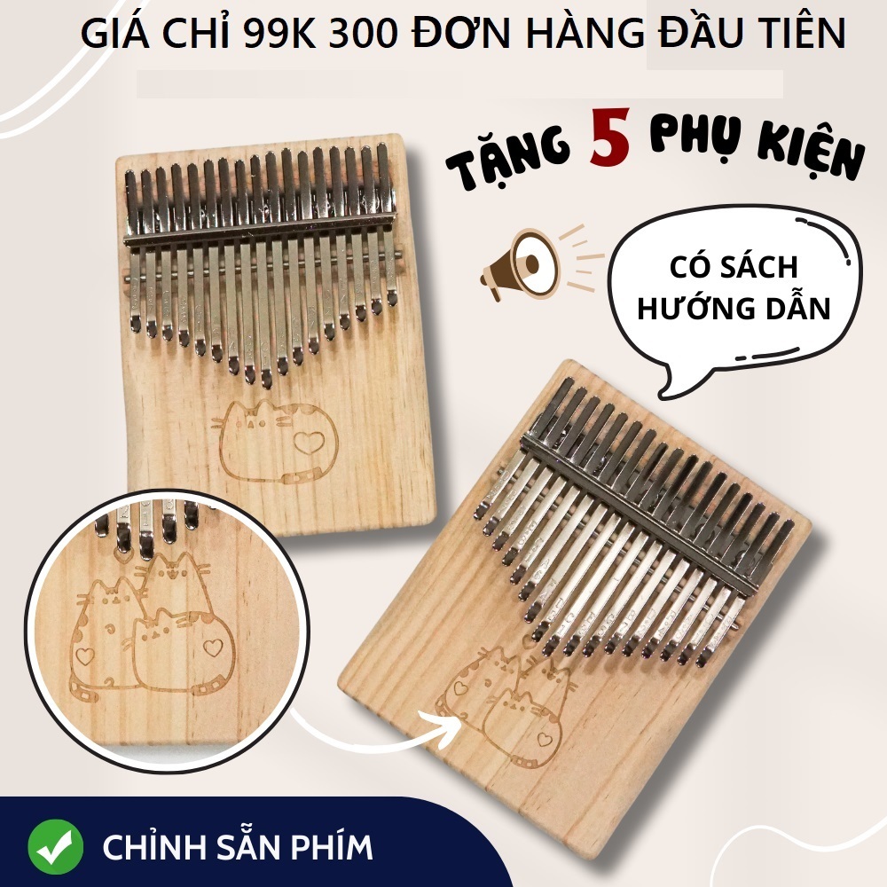 Đàn kalimba GIÁ RẺ KHẮC HÌNH LAZER BỀN BỈ 17 PHÍM GỖ NGUYÊN KHỐI TẶNG 25 tab kalimba & HD chỉnh âm kalimba cho bạn mới