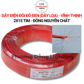 Bộ 10 mét Dây Điện đôi Đỏ Đen - dây loa 2x15 Tim đồng nguyên chất Thương hiệu Vĩnh Thịnh