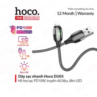 Cáp sạc Hoco DU05 USB dùng cho ip6/7/8/X  (Hỗ trợ sạc nhanh 2.4A Max tự ngắt ) dài 1m