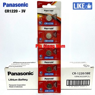 Pin CR1220 Panasonic 3V Lithium Hàng Chính Hãng Made in Indonesia - Vỉ 5 Viên